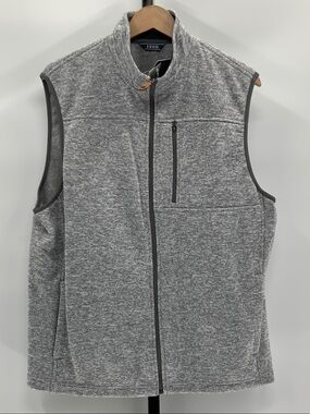 Izod Gray Marled Full-Zip Vest with Chest Pocket